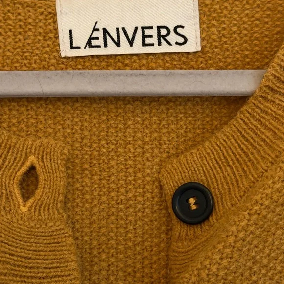 L'Envers Mustard Button-Up Wool Cardigan - Picture 2 of 5